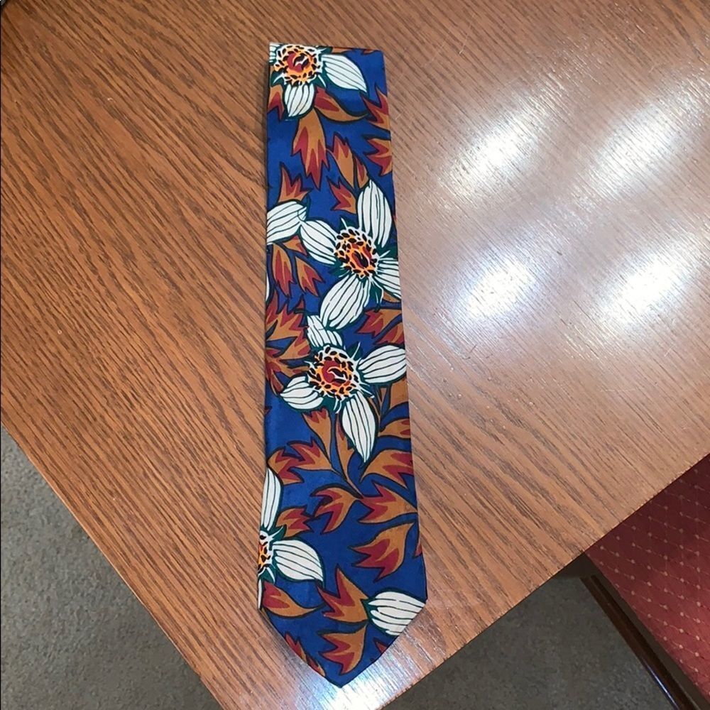 Vtg‎ 70s Jsaco wide floral silk tie